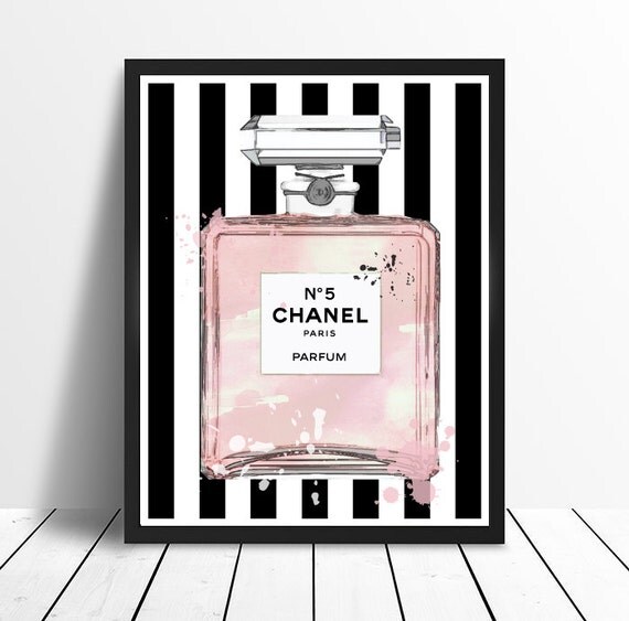 Chanel No 5 No5 No.5 Pink Perfume Bottle with Stripes and