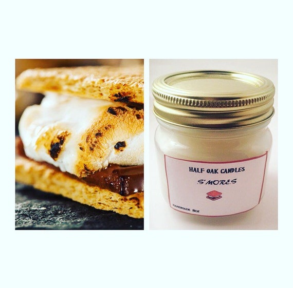S'mores Soy Scented Candle Chocolate Scented by HalfOakCandles