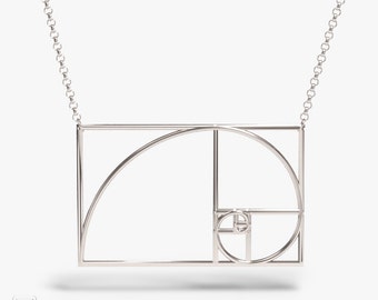 science jewelry: Fibonacci necklace - silver golden ratio necklace - wearable mathematics - Phi - irrational jewelry - Fibonacci sequence