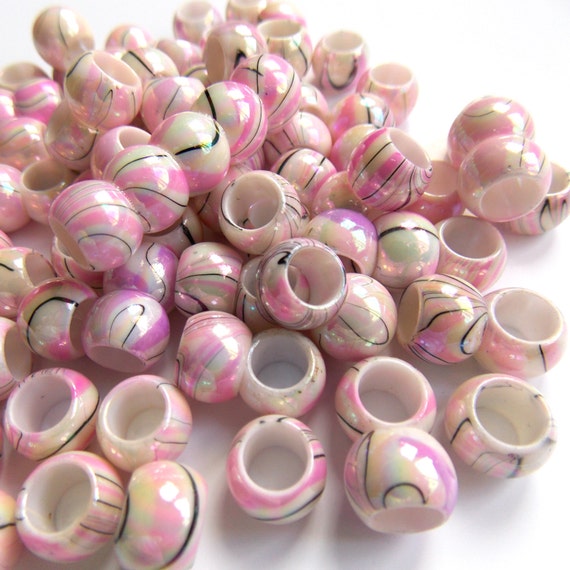 Cute Pink Hair Beads Kids Hair Bead Acrylic Braid Beads 100