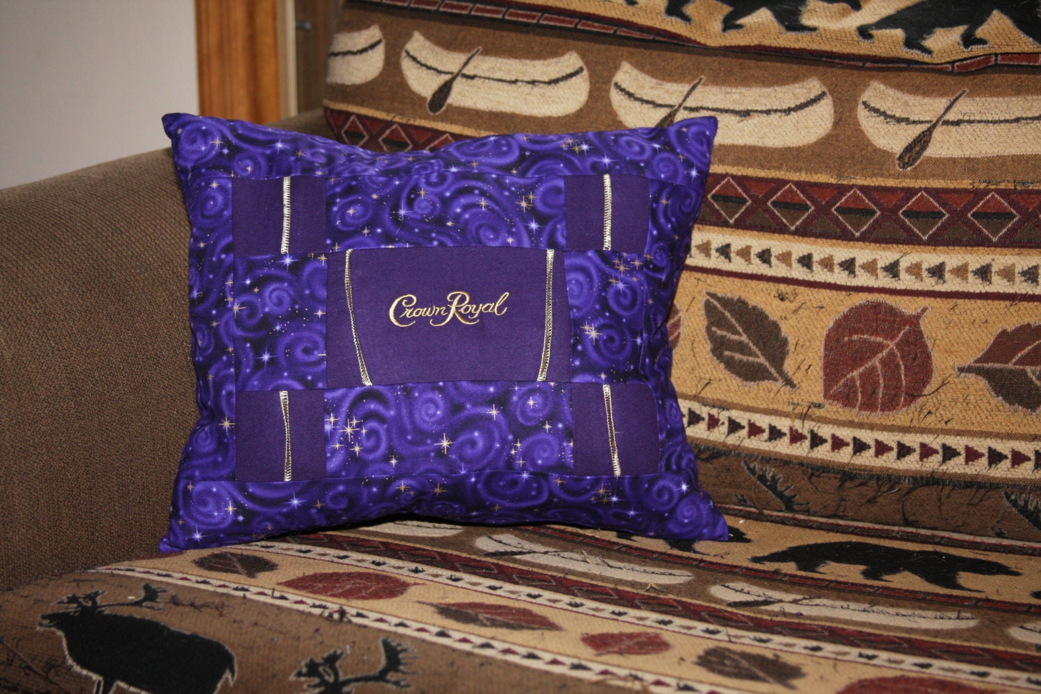 Crown Royal Pillow / Throw Pillow made with crown royal bags