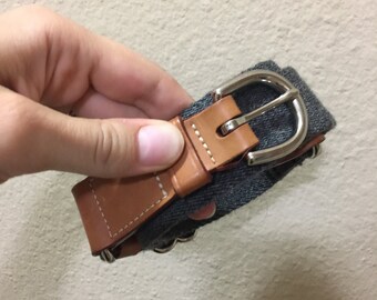Vintage belt, wool belt, leather belt, waist belt, gray belt, brass buckle belt, dooney and bourke belt, DB belt, belt 30 ,belt 32