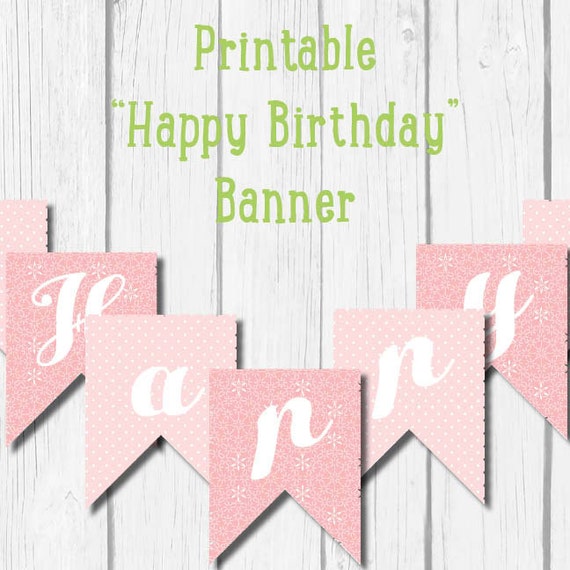 Printable Pink Happy Birthday Banner