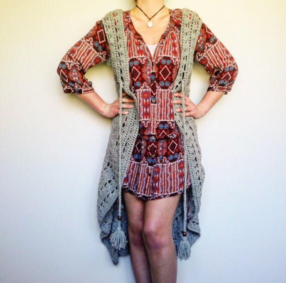 Items similar to Long crochet duster vest. Crochet top on Etsy