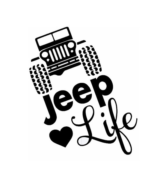 Jeep Life w/Heart Car Window Wall Decal Truck Yeti Cooler