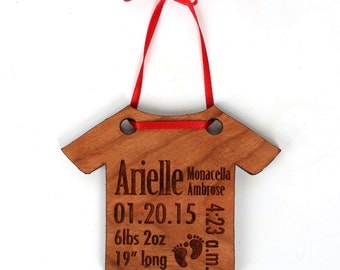 Personalized Baby Christmas Ornament - Baby's First Christmas Ornament and Gift. Birth Stat's Ornament, custom baby ornament