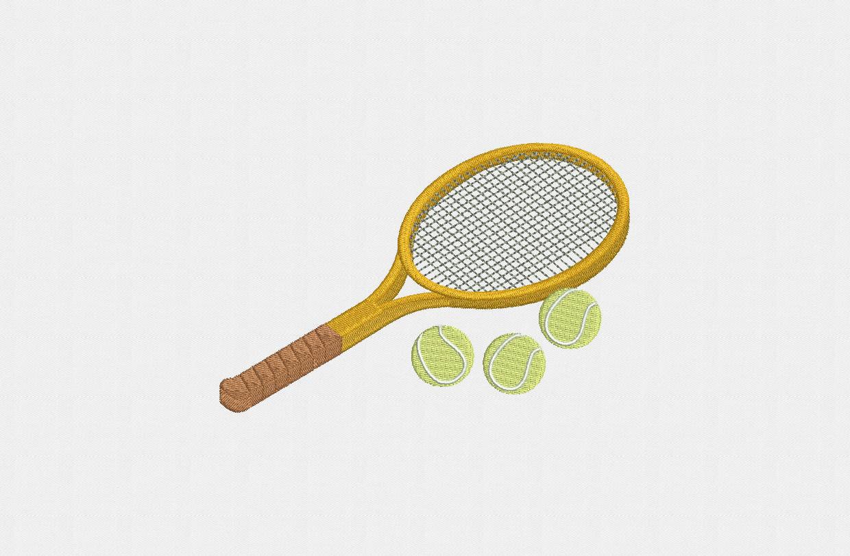 Tennis Racket Machine Embroidery Design 1 Size