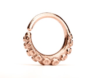 Octopus Tentacle Septum Ring Nose Ring Body Jewelry Rose Gold plated Sterling Silver Bohemian Fashion Indian Style 14g 16g - SE035R RGP T2