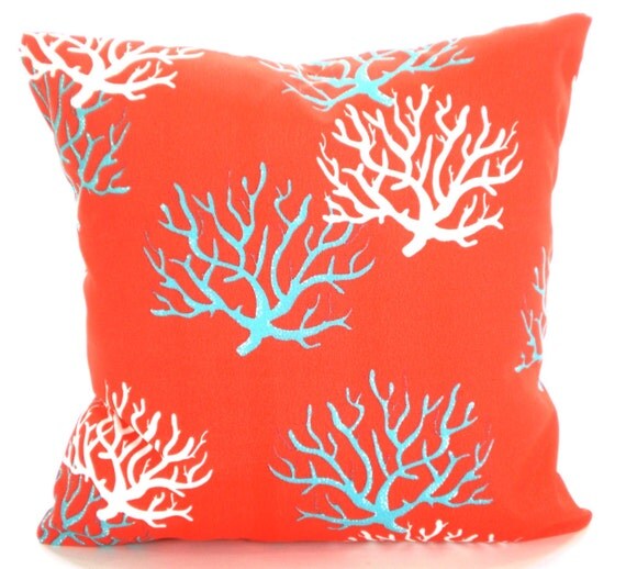 OUTDOOR Nautical Pillow Covers Throw Pillows Cushions Coral