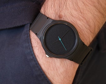 Custom Casio Colorful Seconds Hand - unisex watch - men's watch - women watches - minimalist watch - black matte dial - watches - watch