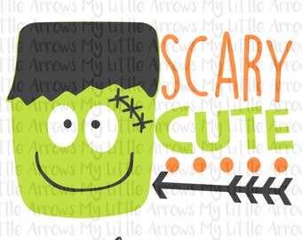 Frankenstein scary cute SVG, DXF, EPS, png Files for Cutting Machines Cameo or Cricut halloween shirt diy // cute boy halloween svg