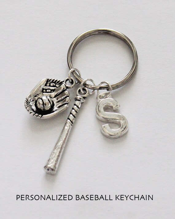 BASEBALL KEYCHAIN. Personalized Keychain. Baseball Bat.