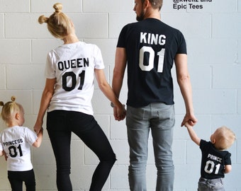 King Queen Prince Princess 01 Father Mother Daughter Son Matching shirts , King and Queen shirts, UNISEX