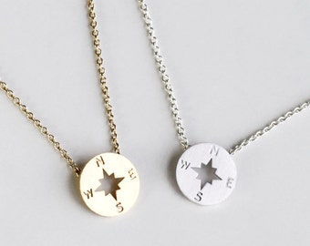 Compass Necklace, christmas gift, Graduation Friendship Necklace, Best Friends, BFF Gift, sister, tiny Compass Journey Necklace
