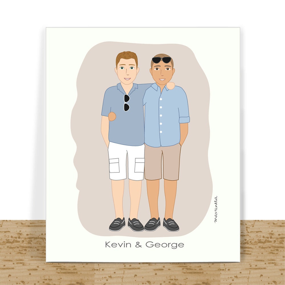 Gay Couple Gift Custom Portrait Gay Couple Wedding Gift Gay