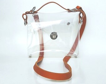 Crossbody bag, NFL Clear See Through, Plastic Vinyl Transparent Bag, Crossbody Bag, Messenger Bag, Shoulder Bag NFL Genuine Leather Strap