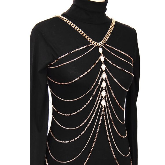 Gold Body Harness Jewelry by ShopIslam on Etsy