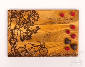 Personalized Cutting Board Wedding Gift Custom Wedding Gift For Couple Tandem Bike Engraved cutting board Engagement gift Anniversary gift