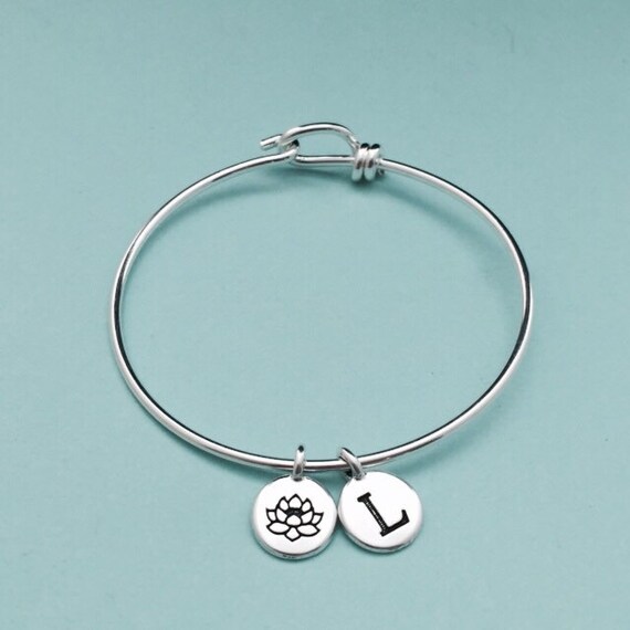 Flower charm bangle flower charm bracelet plant charm