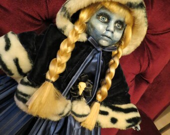 OOAK-Gothic-Zombie-Undead-Vampire-Creepy-Hand-Painted-Porcelain-Doll-Frostine
