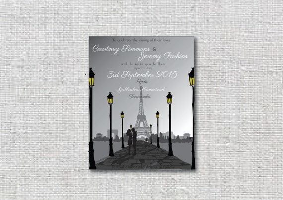 Paris Wedding invitation package that can is DIY printable