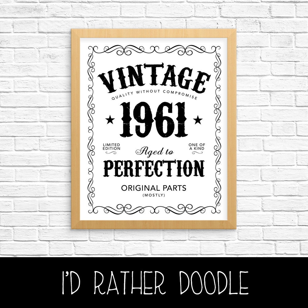 Download Aged to Perfection Sign Vintage 1961 Sign 1961 Sign 56th