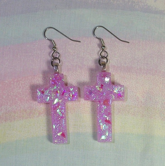 Pastel Goth Cross Earrings Gothic Lolita by StarlightSparkles