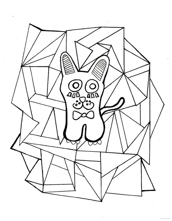 Download Geometric Cat Coloring Sheet by BreesHaven on Etsy
