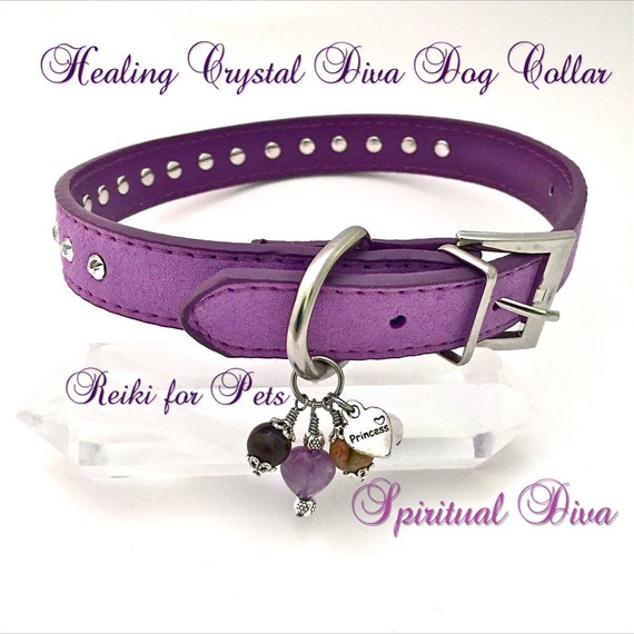 The Healing Crystal Diva Dog Collar size M by TheSpirtualDiva