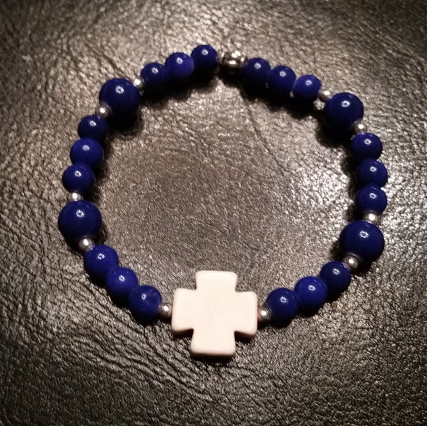 Blue and White Cross by GreenePumpkins on Etsy