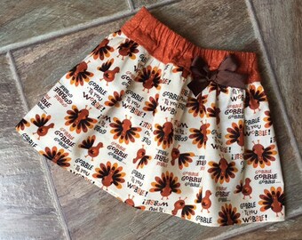 Turkey Skirt, Thanksgiving Outfit Baby Girl, Thanksgiving Skirt, First Thanksgiving Outfit, Toddler Turkey Skirt, Gobble Gobble, Handmade