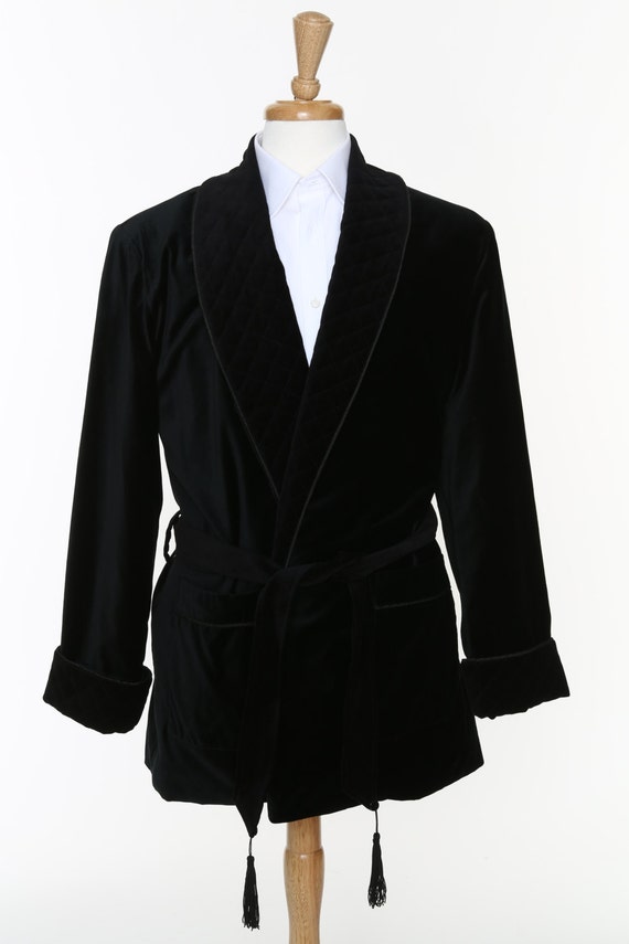 Black Velvet Smoking Jacket by LuxorRobes on Etsy