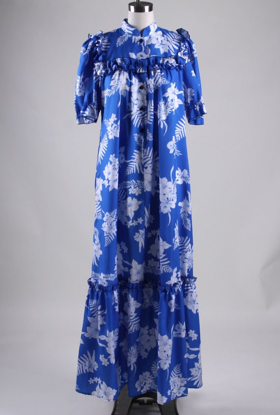 Vintage Hawaiian Muumuu Luau Party Dress Thin Polyester Maxi