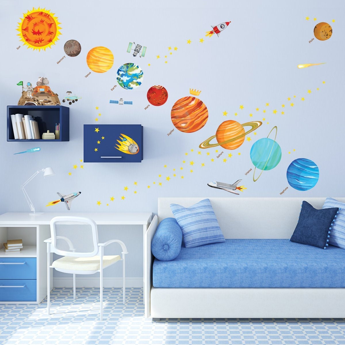 Kids Solar System Map Wall Decals Stickers Great for the