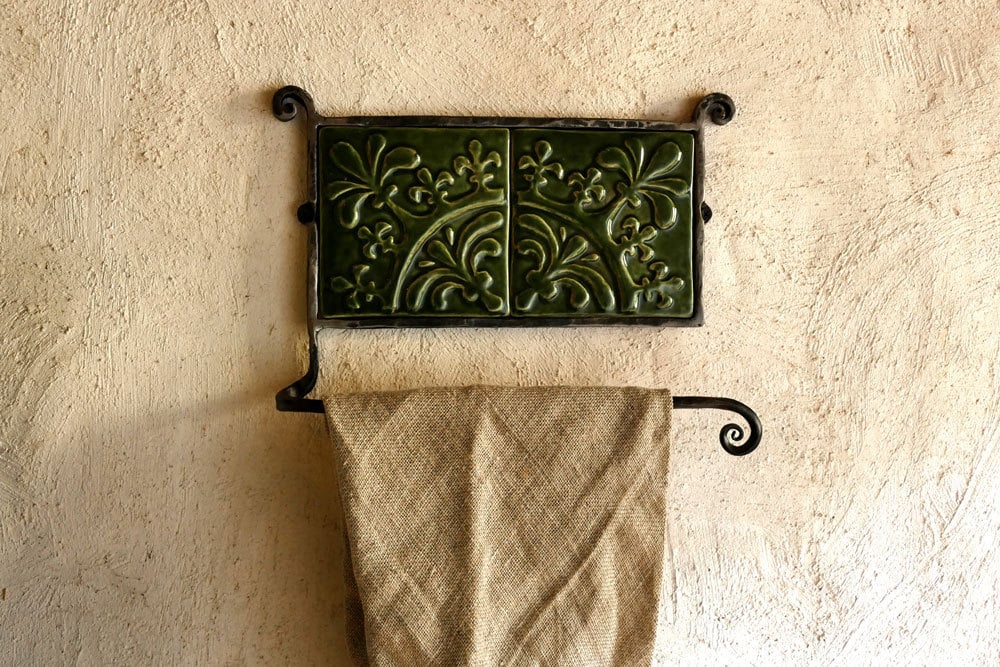 Rustic Towel Hook Ceramic Tile Cast Iron Hanger