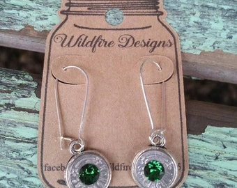 Bullet earrings, Bullet jewelry, Earrings, hook earrings 9mm, 38 spl, 357 sig