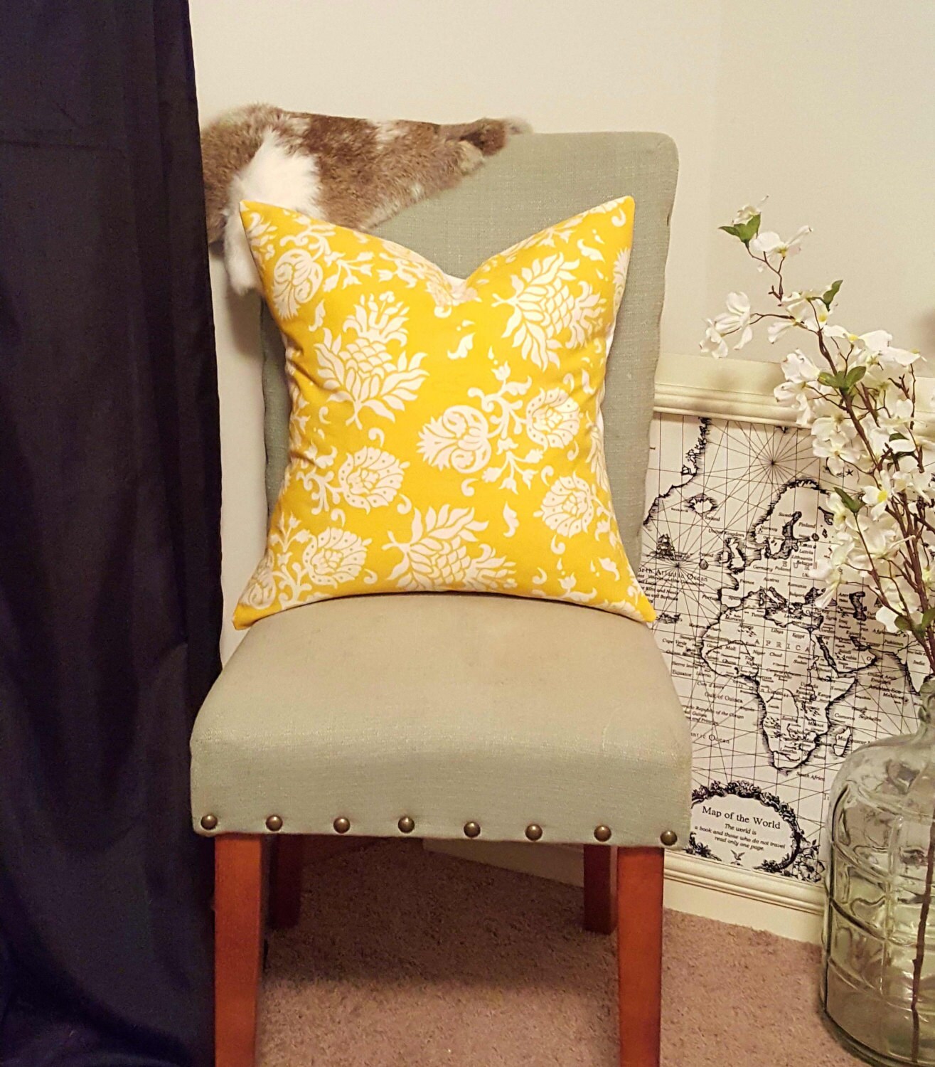 Yellow Floral Pillow by PillowsPiledHigh on Etsy
