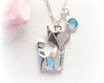 Fox Necklace, fox Jewellery, fox necklace, kids necklace, fox jewellery, fox necklace, fox, birthstone necklace, personalized, SFINFOX2