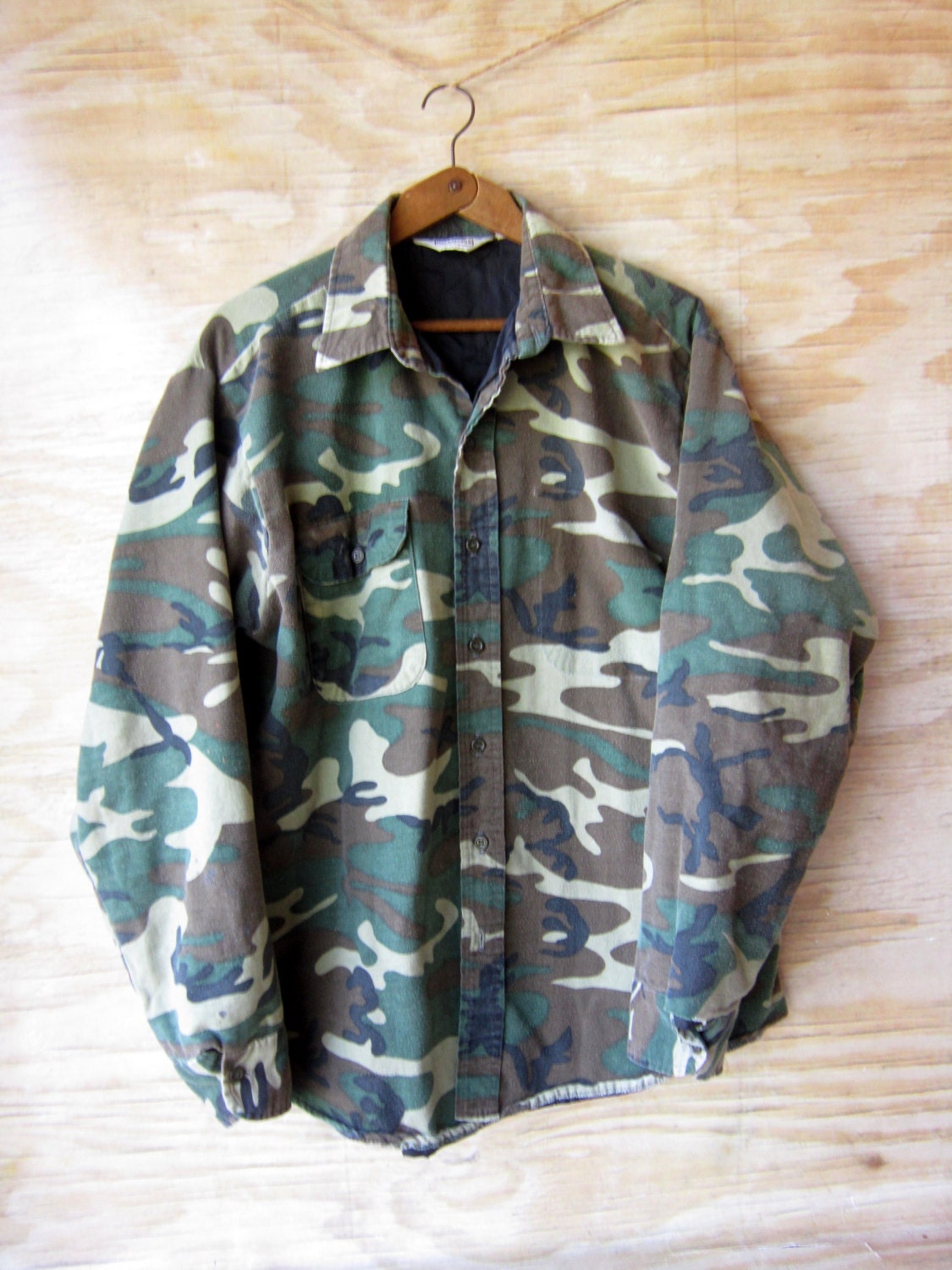 Vintage Camo Flannel Shirt Street Wear Retro hip hop