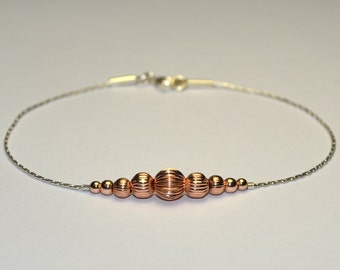 Gold BEADED BAR Bracelet // Beaded Bracelet - Sterling Silver Bracelet - Horizontal Bar Bracelet - Minimalist Bracelet