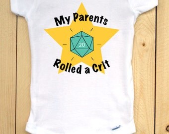 My Parents Rolled a Crit Onesie/ Gamer Baby Onesie/ Nerdy Baby Bodysuit/ Baby Shower Gift for Gamer Parents/ Dungeons and Dragons Onesie
