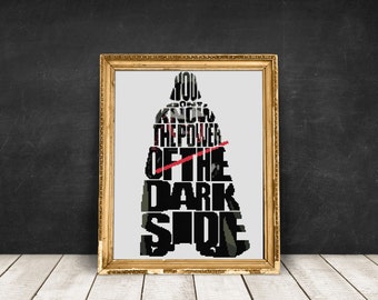 Star wars cross stitch Darth Vader Star Wars Modern Cross Stitch Pattern quote Counted Cross Stitch pdf Instant Download monochrome black