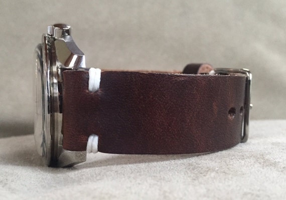 Items similar to Leather Watch Strap | The Hudson Strap | Horween Nut ...