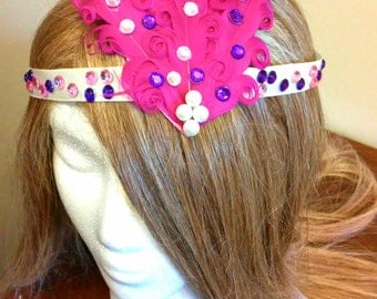 Feather Hair, Hot Pink, Feather Headband, Feather Plume, 1930s Party, Flapper Girl, Adult Toddler, Fascinator, Feather Headdress, Fairy