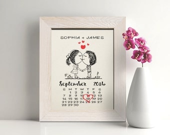2nd anniversary cotton gift, Cotton Anniversary Gift for Her, 2 Year Anniversary Gift, Cute Calendar - CA0102