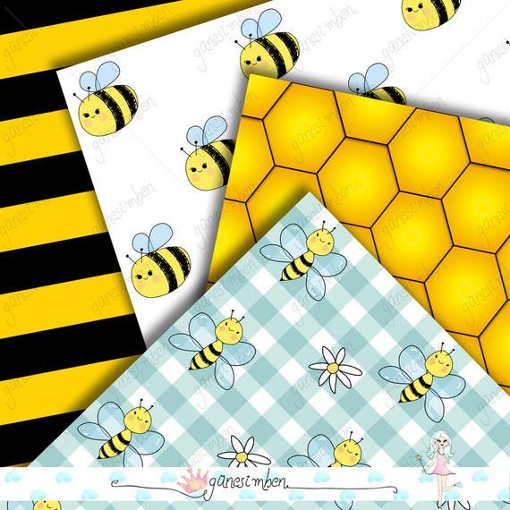 Download Honey Bee Digital Paper Set Scrapbooking Paper by gunesimben
