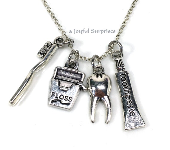Dentist Necklace Dentist Jewelry Silver Dental Toothbrush