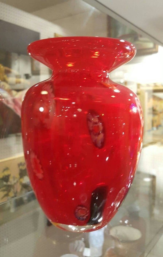 Beautiful Vintage Murano Italy Hand blown Art Glass Vase