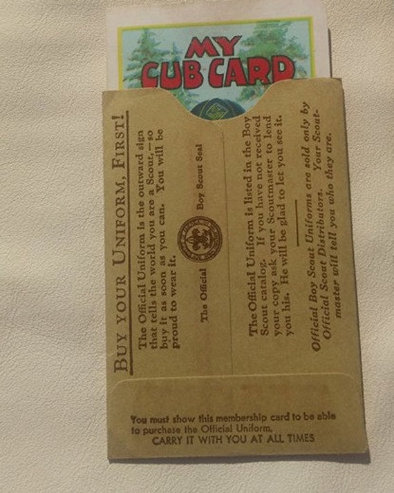 1938 Vintage Cub Scout membership card