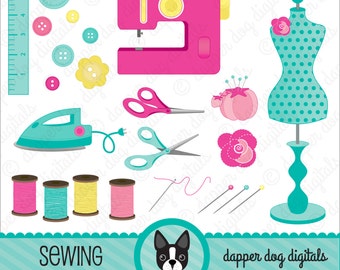 Sewing Clipart Pack - Commercial Use, Vector Images, Digital Clip Art, Digital images